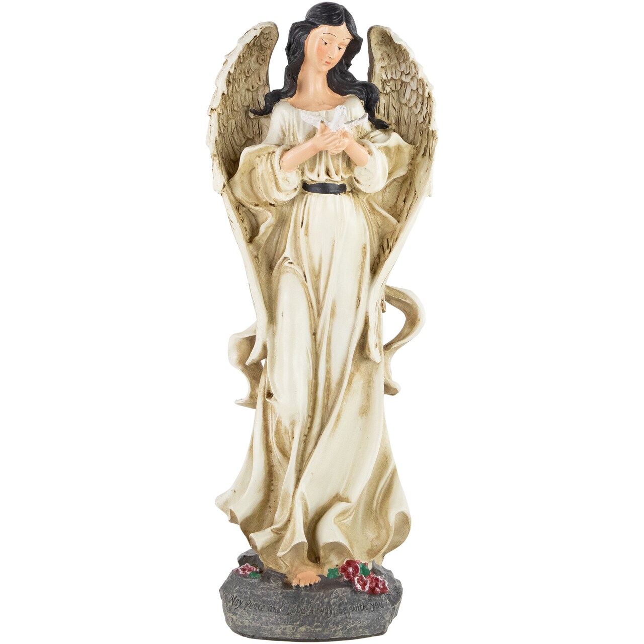 Northlight 13" Peace and Love Angel with Dove Outdoor Garden Statue